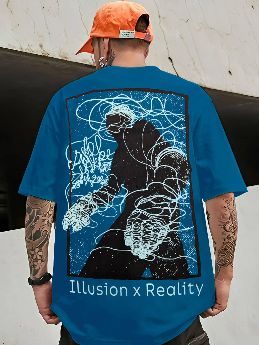 LEWEL Cotton Blend Oversized Fit Printed Half Sleeves Men's Round T-Shirt - Sky Blue ( Pack of 1 ) LEWEL Cotton Blend Oversized Fit Printed Half Sleeves Men's Round T-Shirt - Sky Blue ( Pack of 1 )