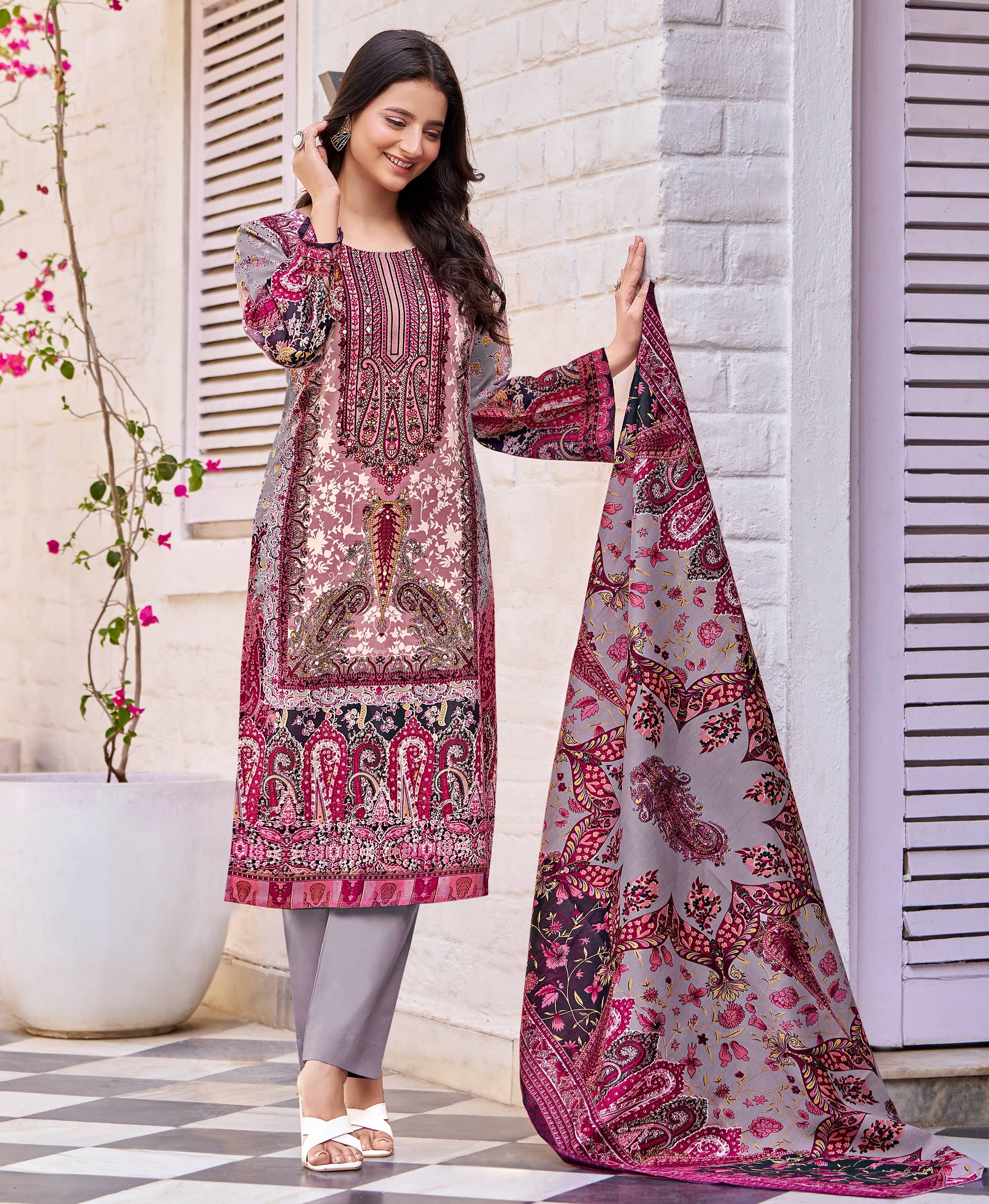 MOJILAA Cotton Printed Kurti With Pants Women's Stitched Salwar Suit - Lavender ( Pack of 1 ) MOJILAA Cotton Printed Kurti With Pants Women's Stitched Salwar Suit - Lavender ( Pack of 1 )