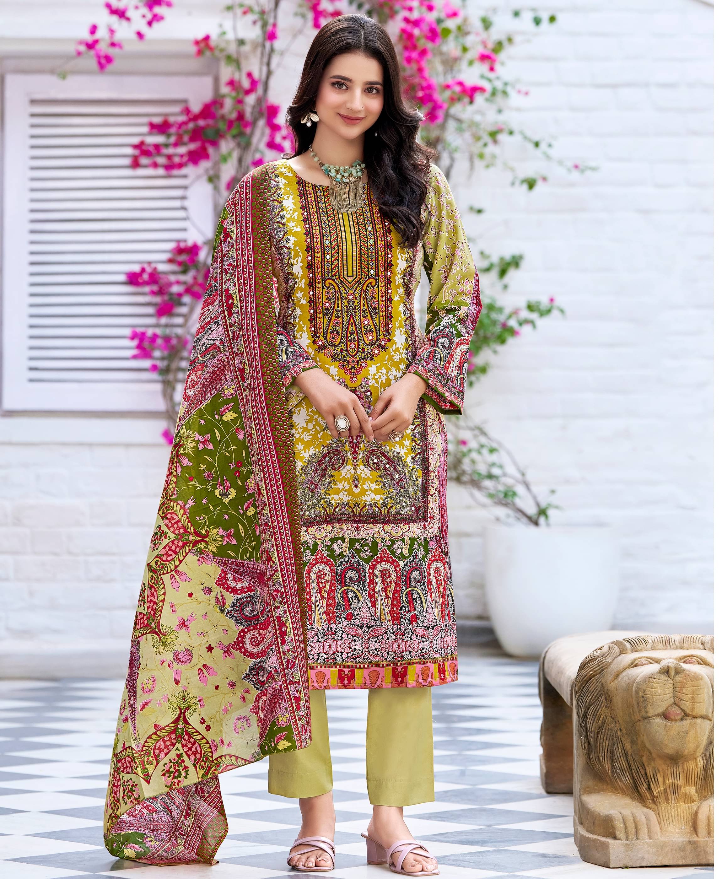 MOJILAA Cotton Printed Kurti With Pants Women's Stitched Salwar Suit - Light Green ( Pack of 1 ) MOJILAA Cotton Printed Kurti With Pants Women's Stitched Salwar Suit - Light Green ( Pack of 1 )