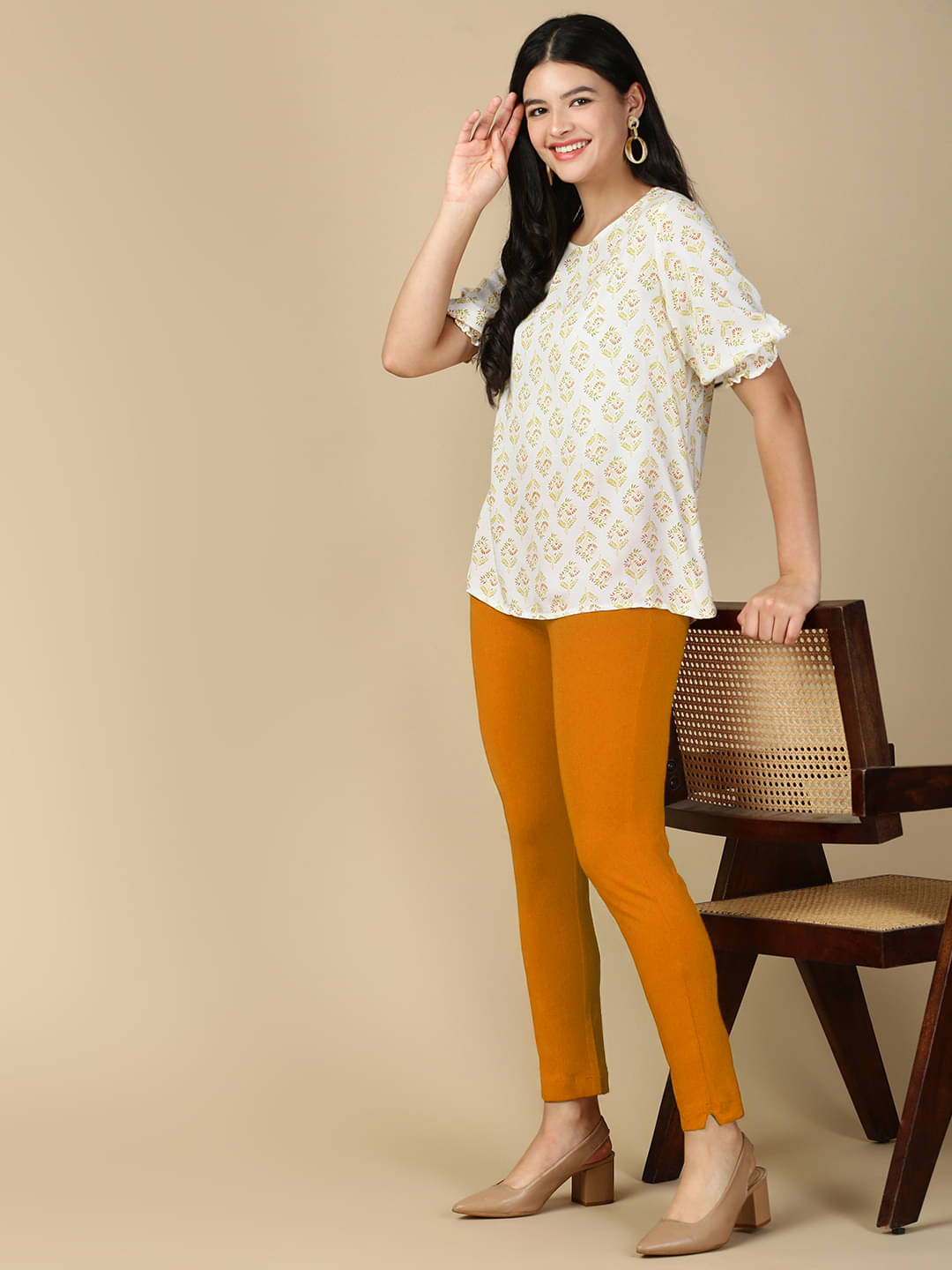     			PYNK Pack of 1 Cotton Regular Women's Casual Pants ( Mustard )