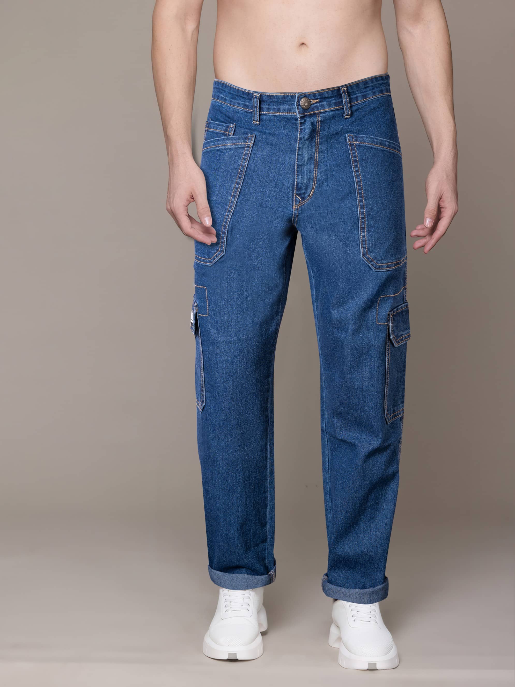 RIG BONE Cuffed Hem Men's Jeans - Navy Blue ( Pack of 1 ) - Jeans | Buy online on ZillyBuy
