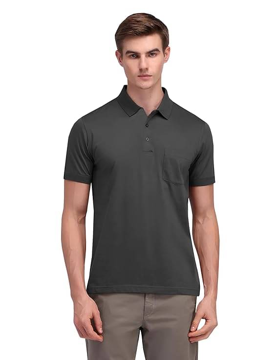     			Reoutlook Pack of 1 Cotton Blend Regular Fit Solid Half Sleeves Men's Polo T Shirt ( Grey )