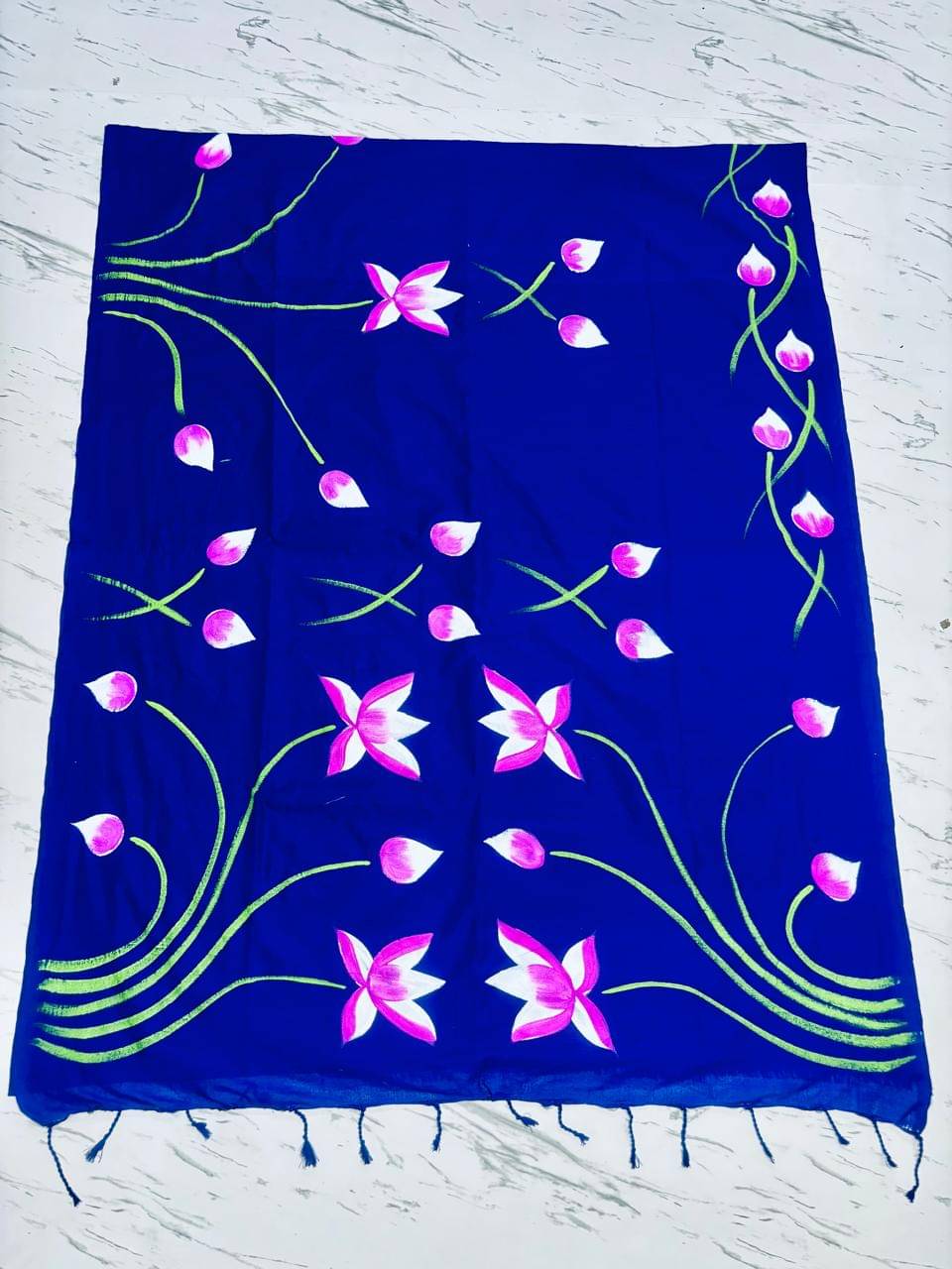     			SARADA HANDLOOM Cotton Printed Saree With Unstitched Blouse Piece ( Blue )