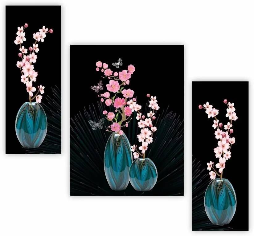     			SNDArt Set Of 3 Flower Pots Wall Painting For Living Room Gift Items Abstract Painting Without Frame 12x 18 inch