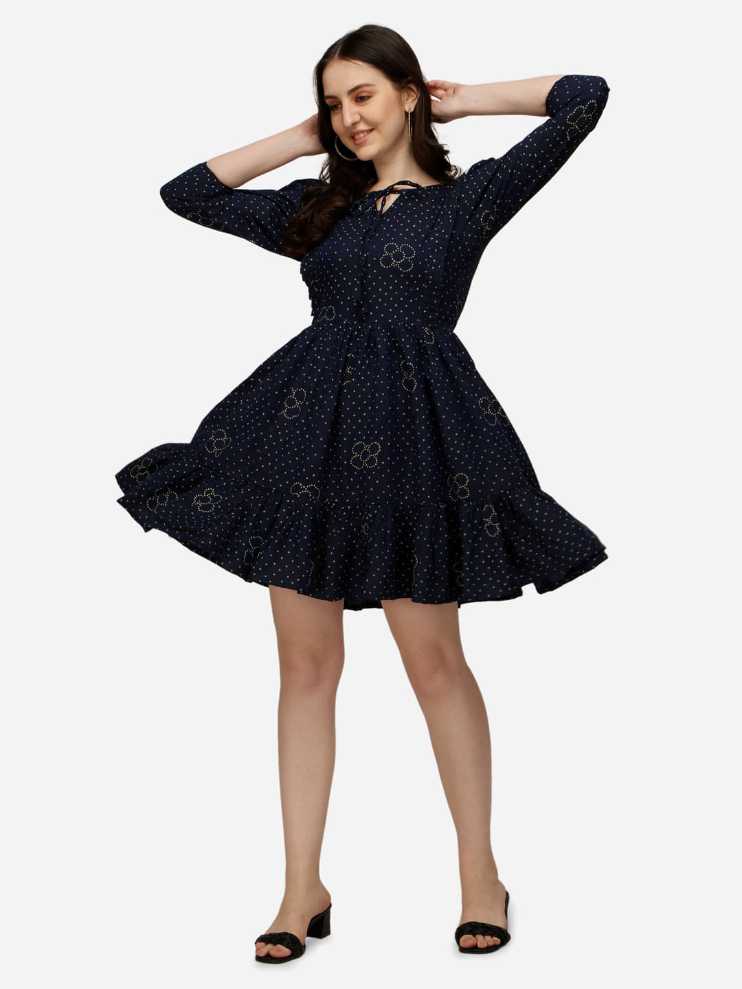     			Sitaram Designer Women Rayon Printed Fit & Flare Dress ( Blue )