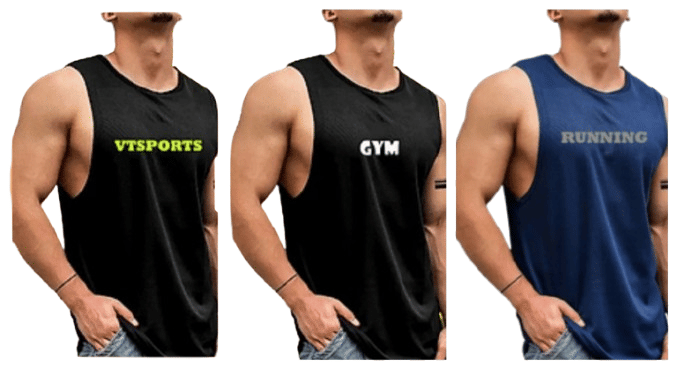     			VTSports Pack of 3 Polyester Gym Vest For Men ( Multicolor )