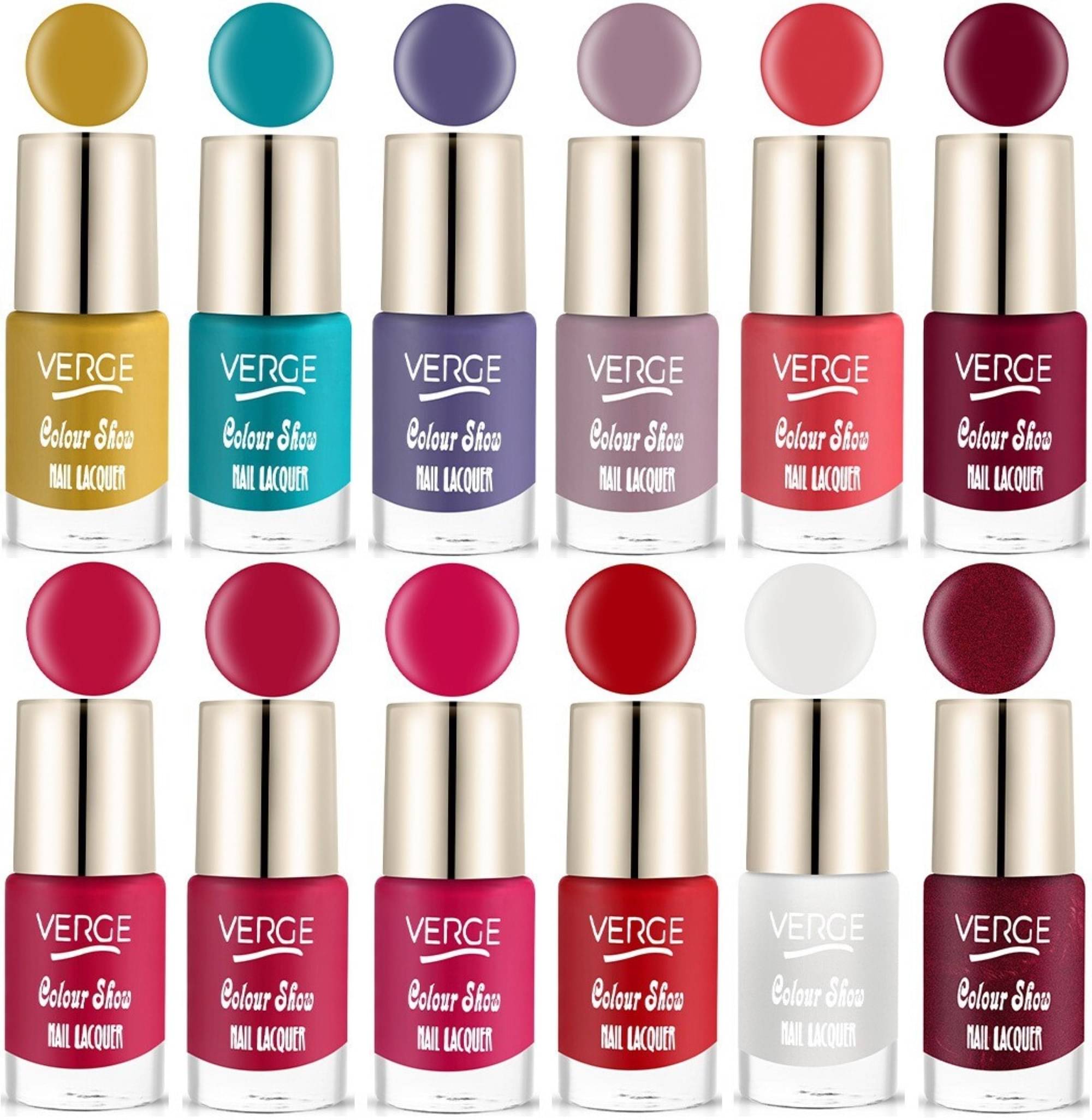 Verge Colour Show Long Wear Nail Polish Paraben Free & Non Toxic (Pack of 12)     			Verge Colour Show Long Wear Nail Polish Paraben Free & Non Toxic (Pack of 12)