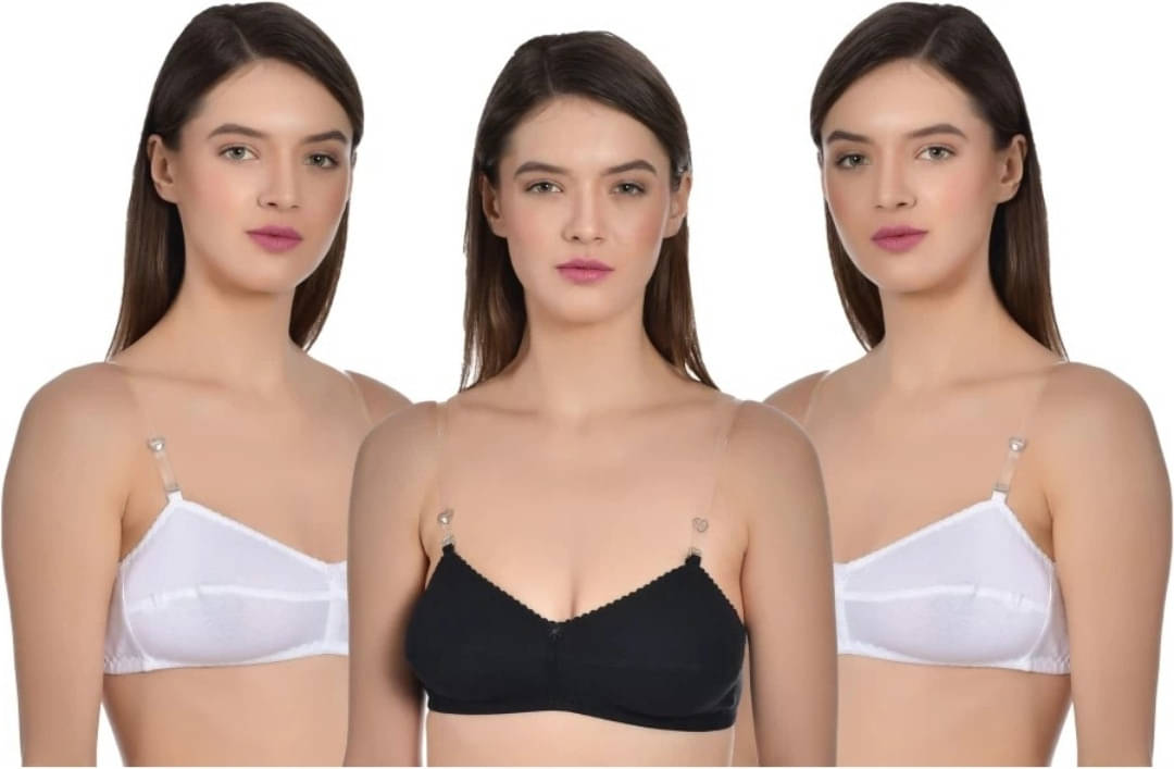     			Women's Adjustable Transparent Silicone Bra Straps (Free Size) PACK OF 3 PAIR