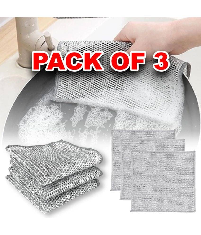     			sakimo Dish Cloth Pack Of 3 Steel Stainless Steel Scrub