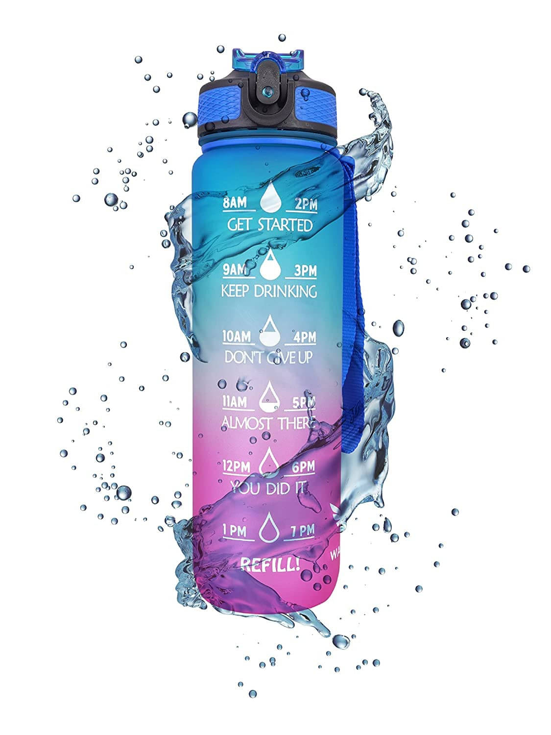     			sakimo Motivational Water Bottle Multicolour Silicone Water Bottle 1000 mL ( Set of 1 )