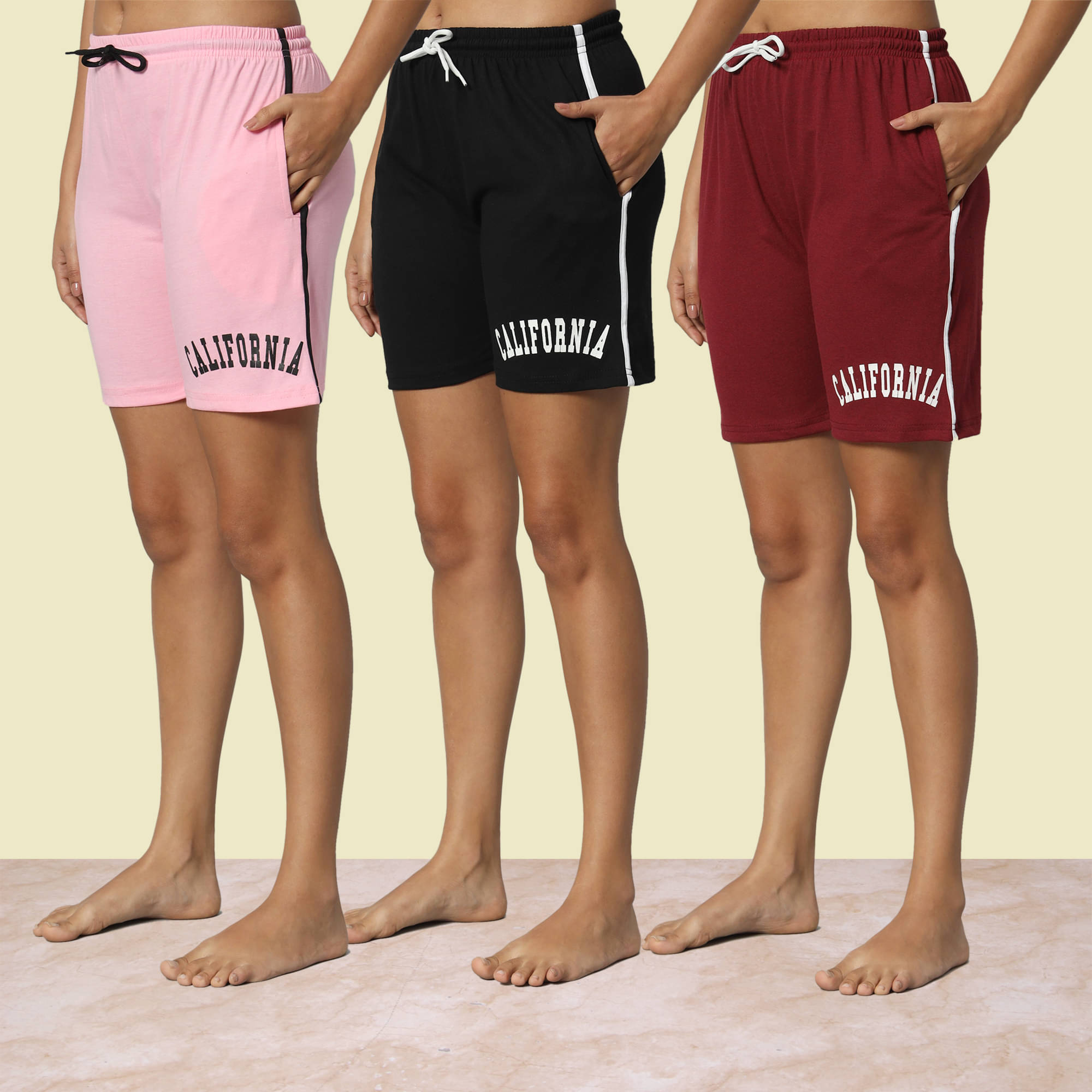     			DUCOHIVE Cotton Blend Bermuda - Multi Color Pack of 3