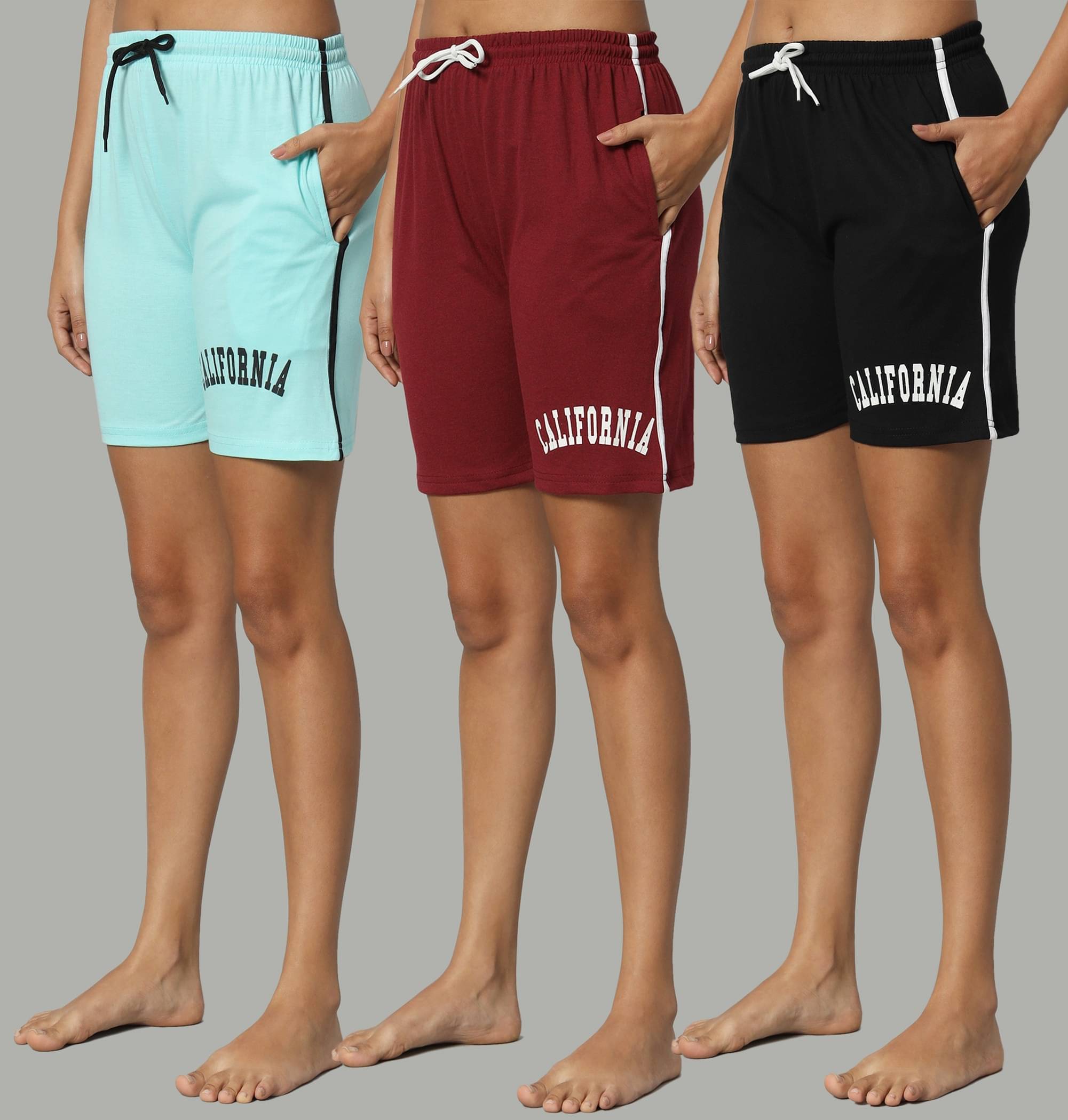     			DUCOHIVE Cotton Blend Bermuda - Multi Color Pack of 3