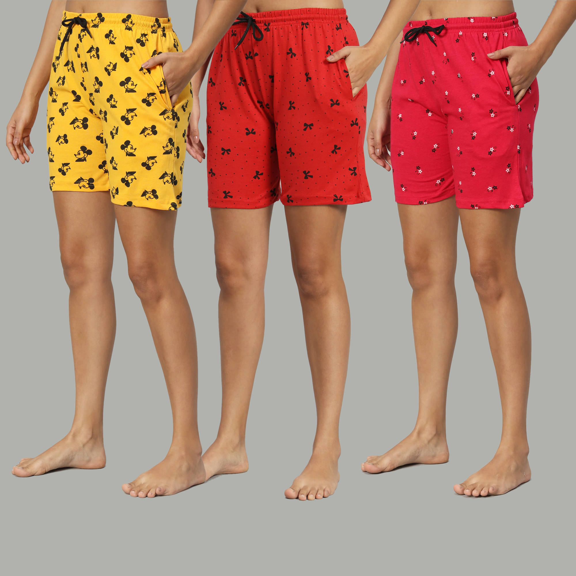     			DUCOHIVE Cotton Blend Bermuda - Multi Color Pack of 3