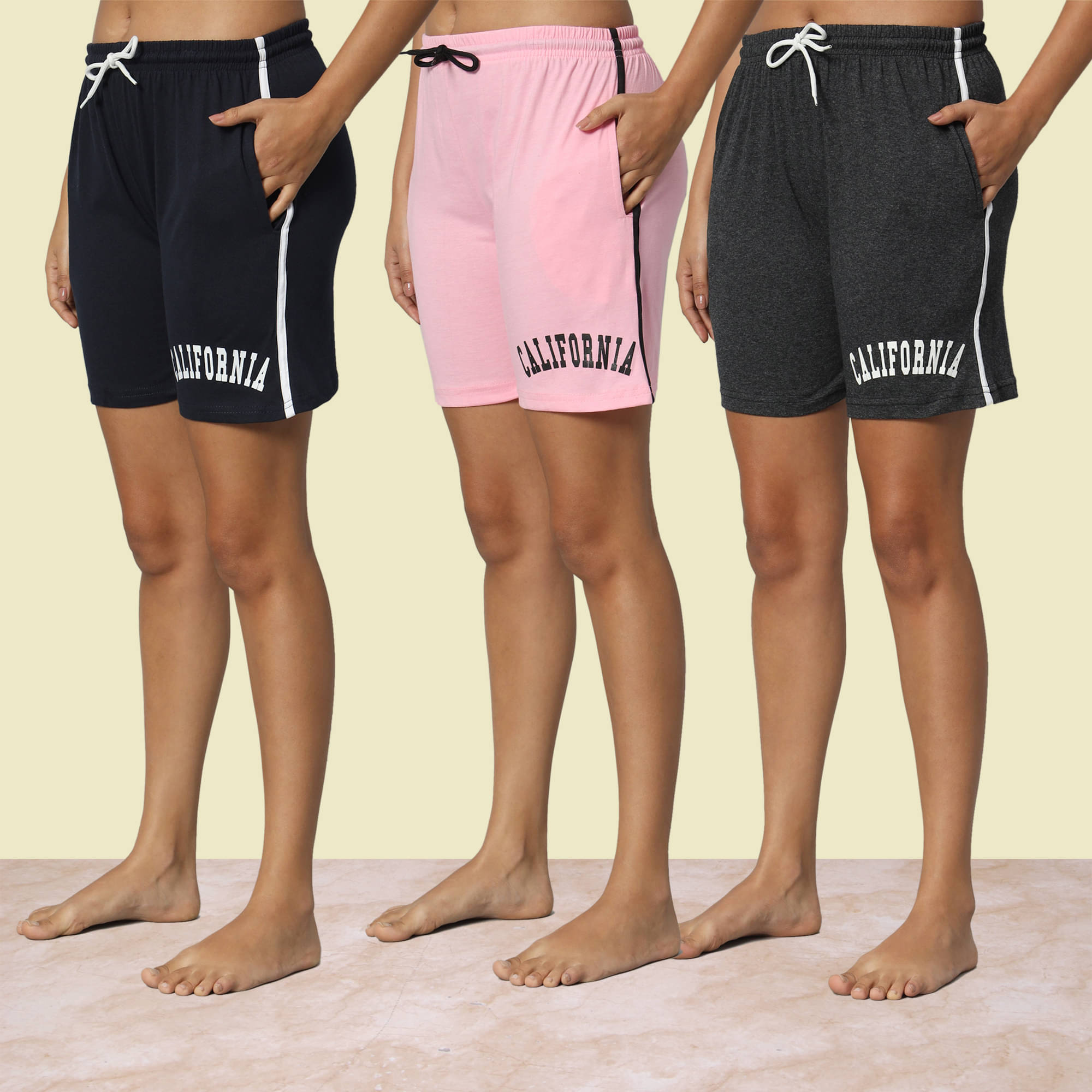     			DUCOHIVE Cotton Blend Bermuda - Multicolor 3 Pack of 3