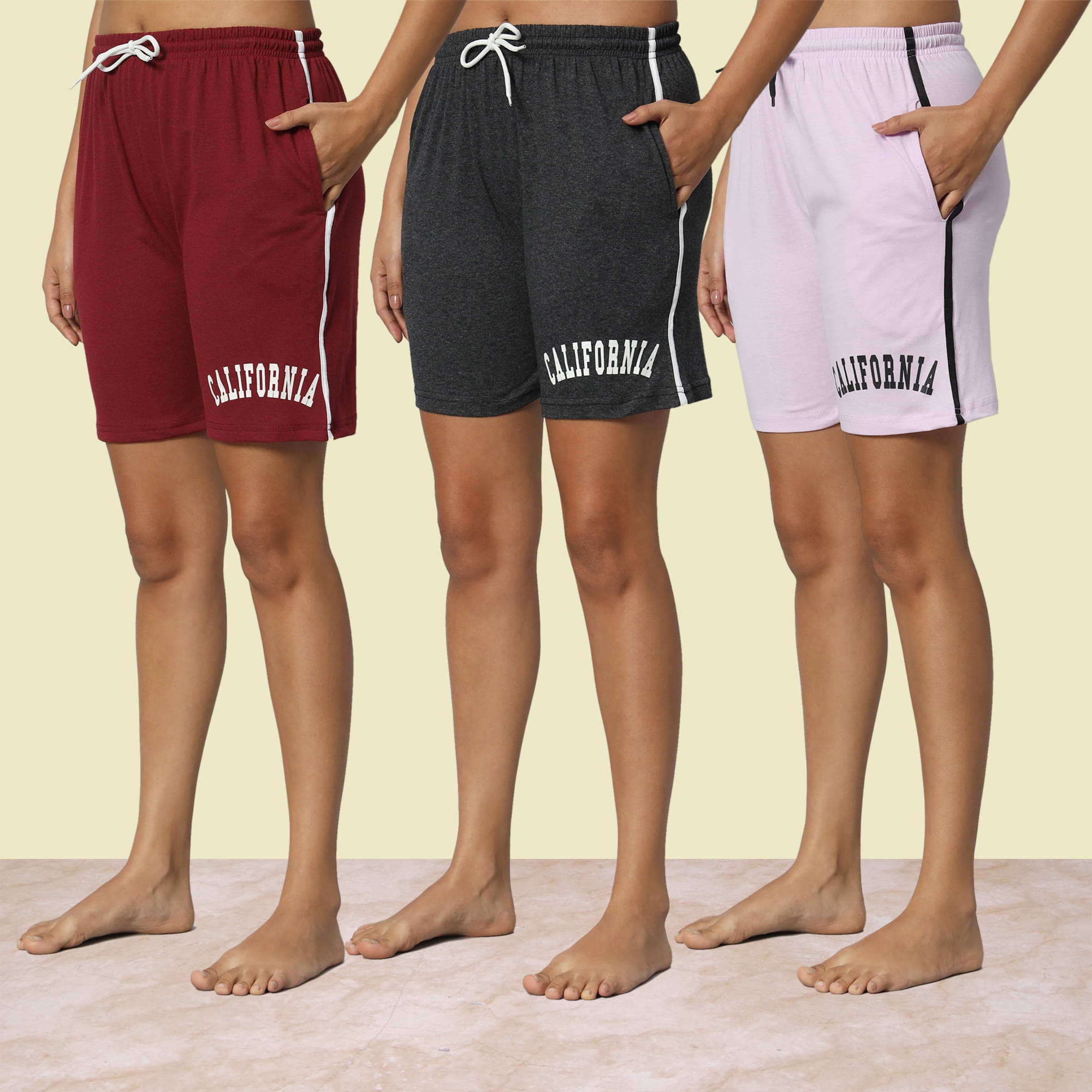     			DUCOHIVE Cotton Blend Bermuda - Multicolor 3 Pack of 3