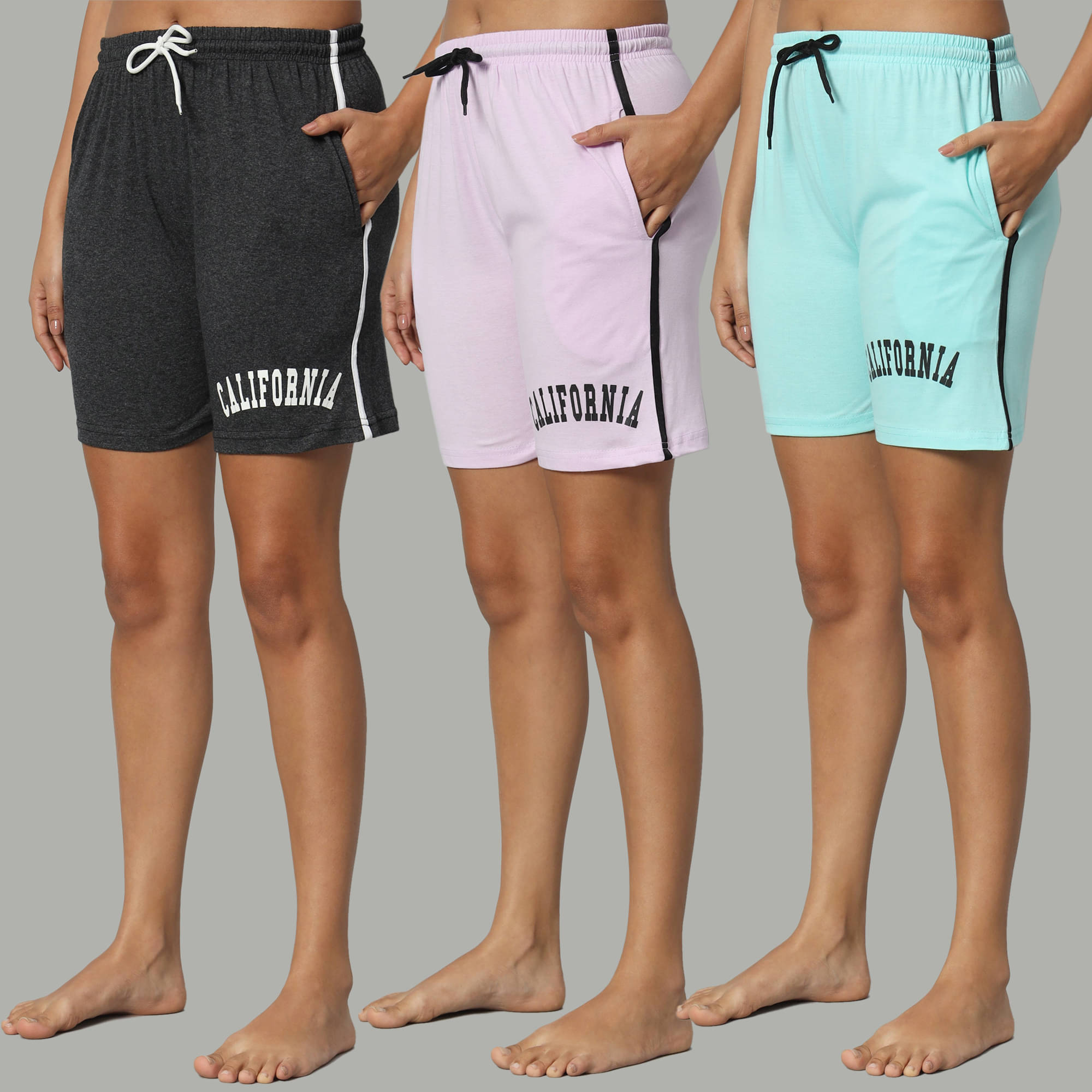     			DUCOHIVE Cotton Blend Bermuda - Multicolor 3 Pack of 3