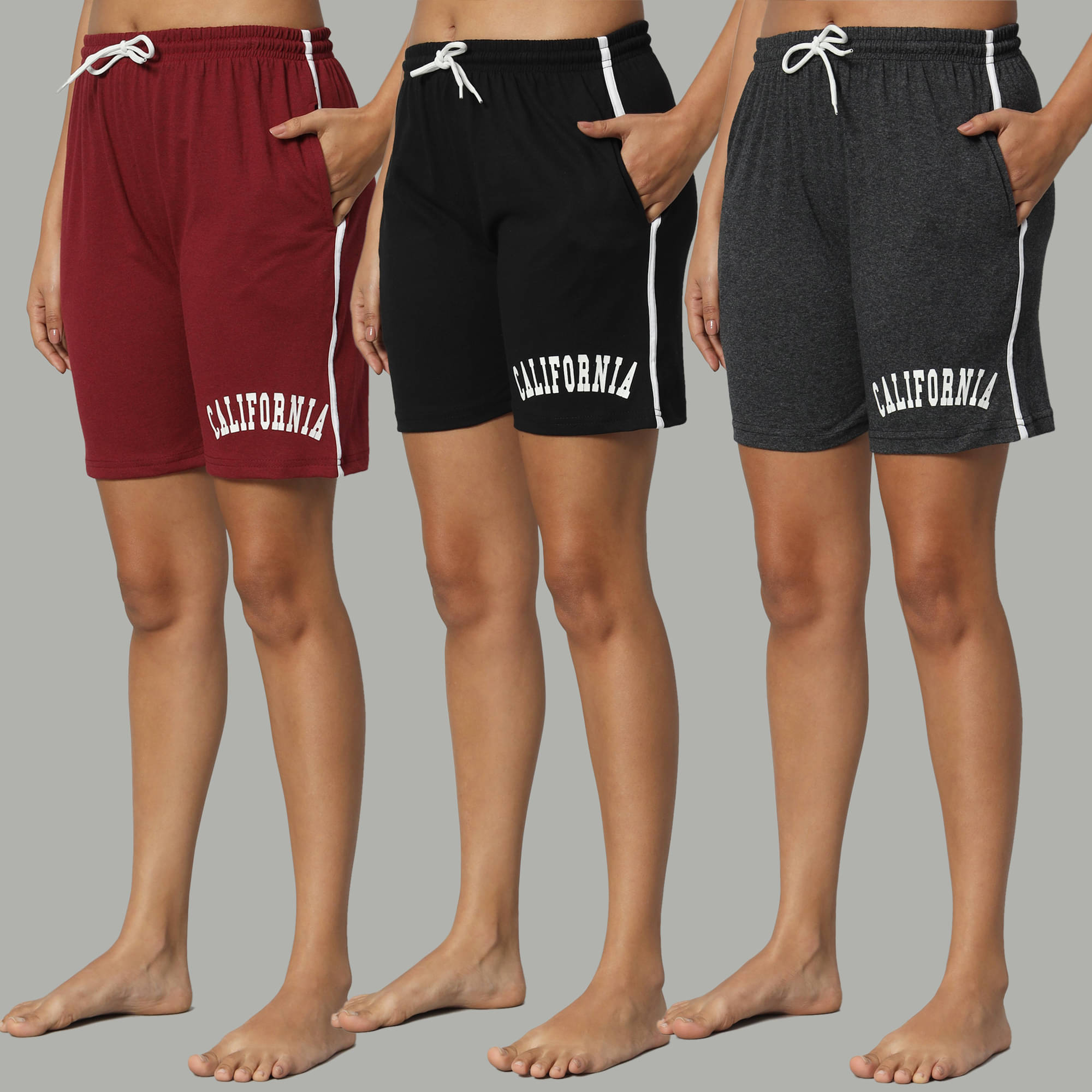     			DUCOHIVE Cotton Blend Bermuda - Multicolor 3 Pack of 3