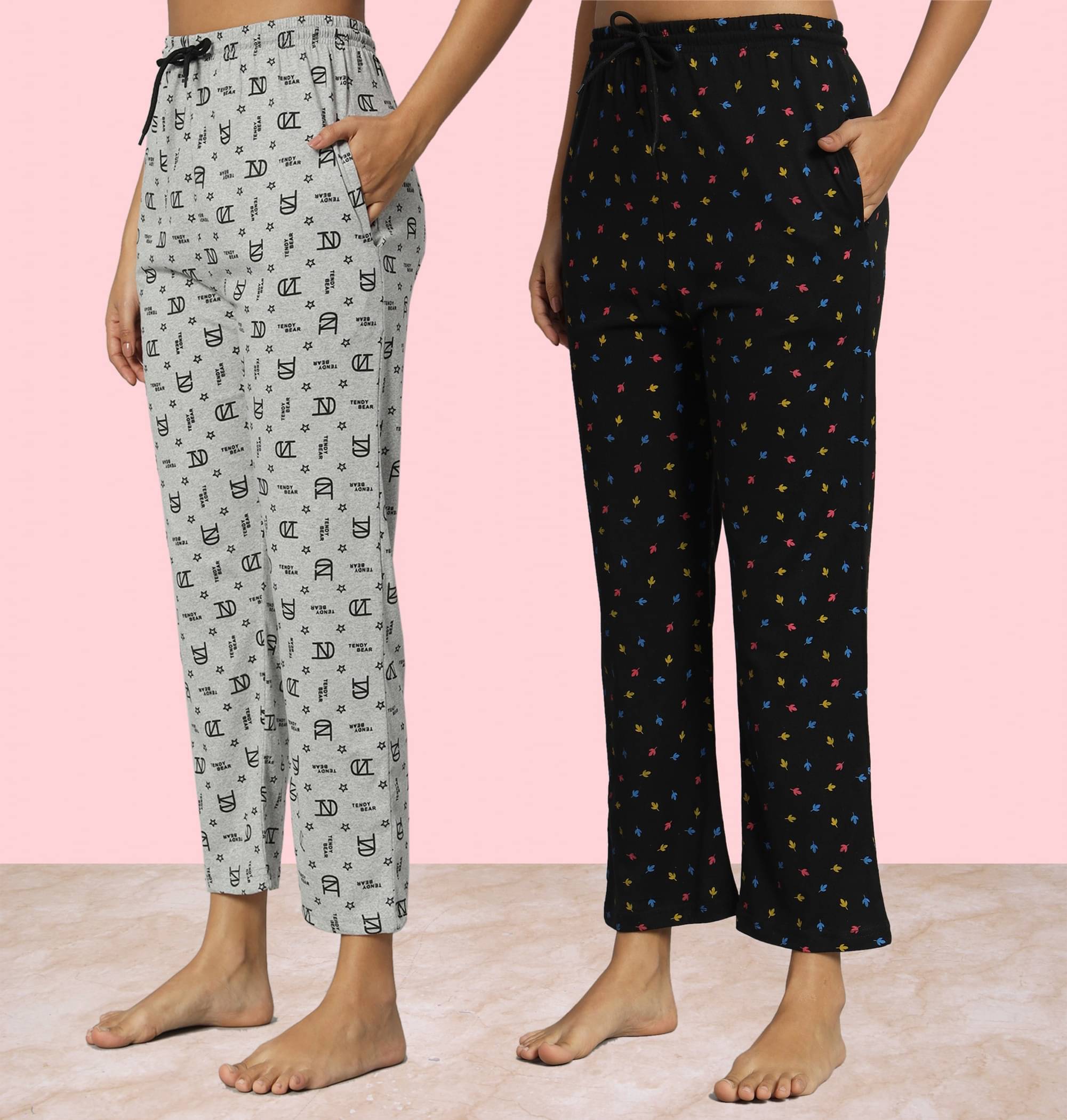     			DUCOHIVE Multicolor Cotton Women's Nightwear Pyjama ( Pack of 2 )