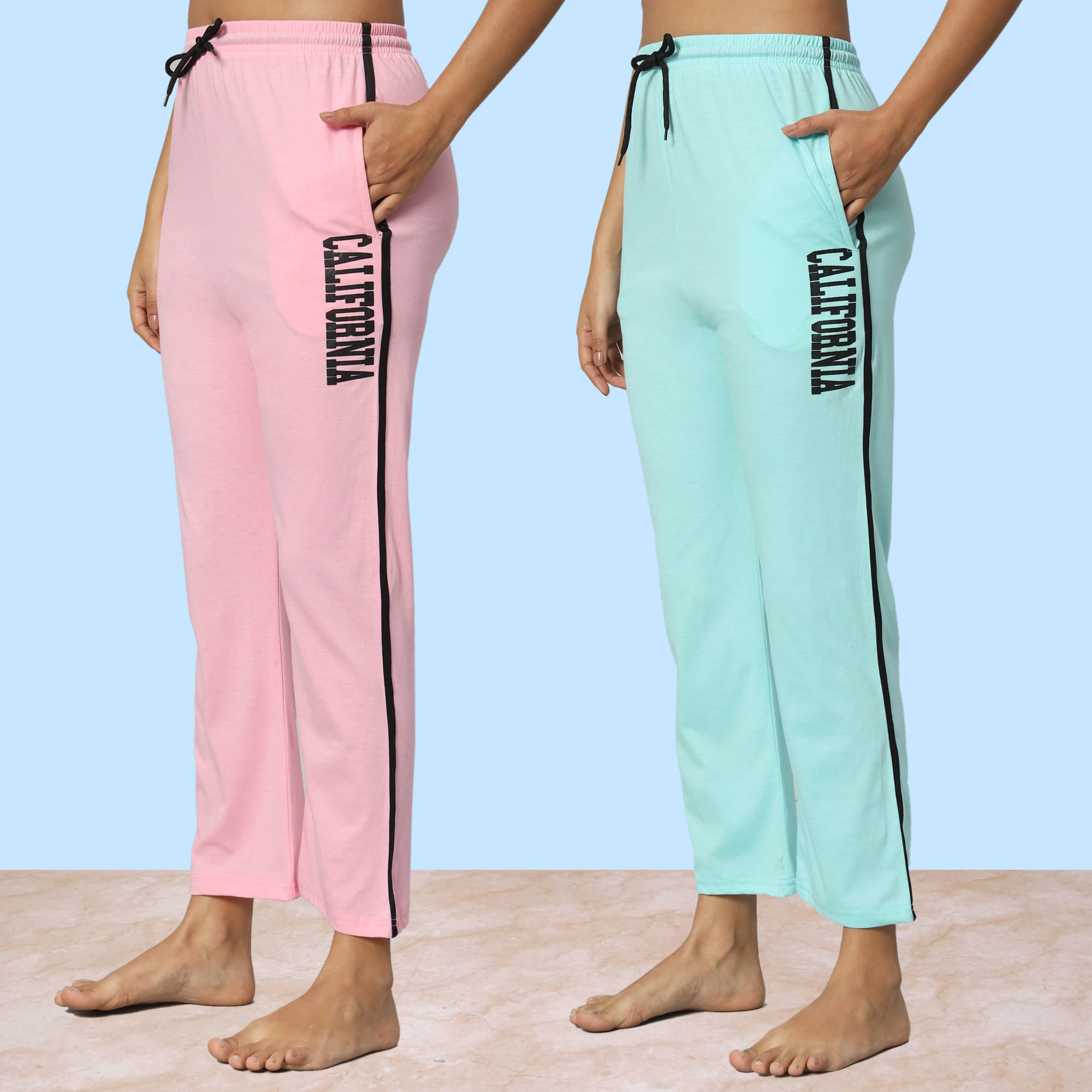     			DUCOHIVE Multicolor Cotton Women's Nightwear Pyjama ( Pack of 2 )