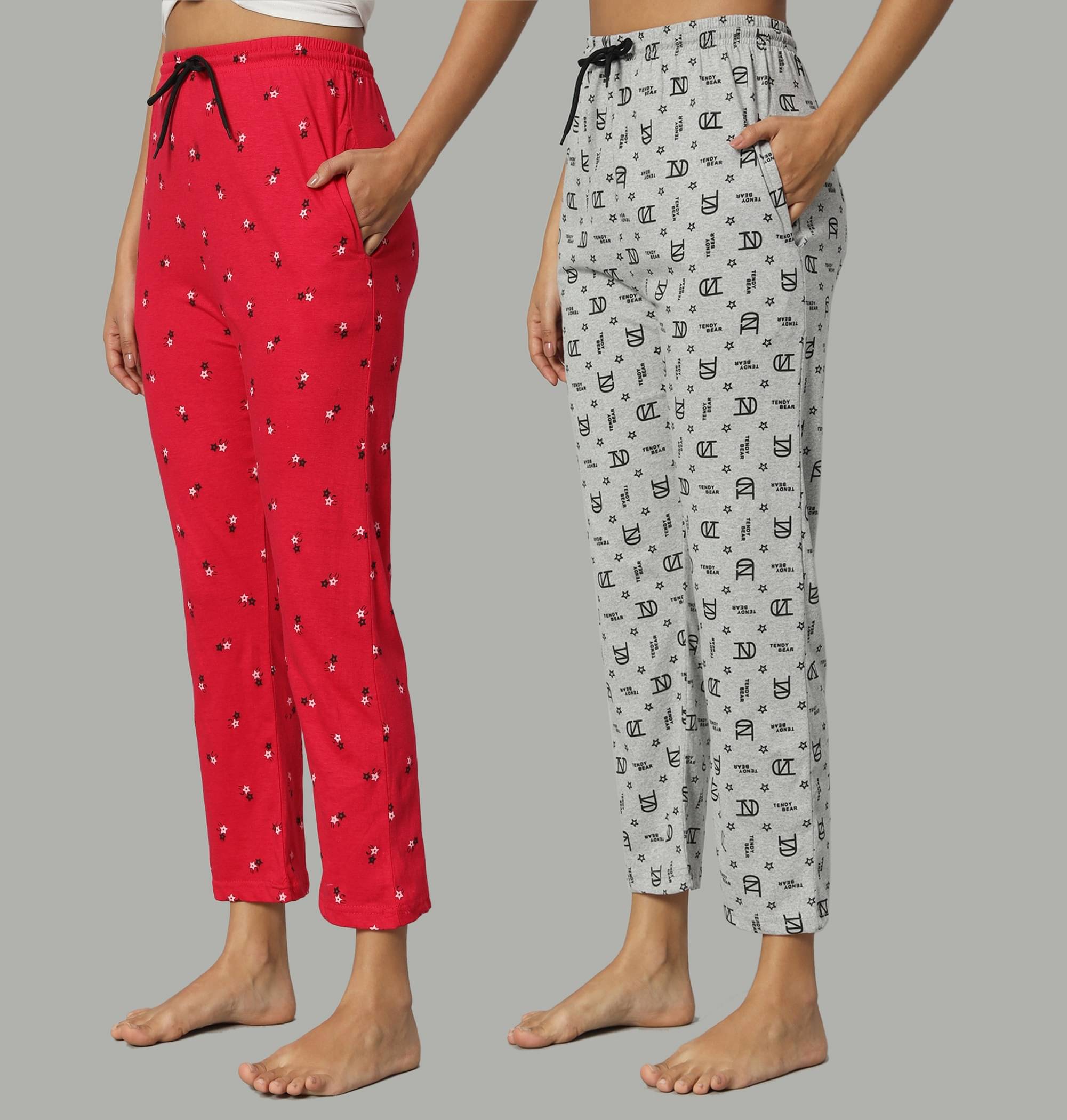     			DUCOHIVE Multicolor Cotton Women's Nightwear Pyjama ( Pack of 2 )