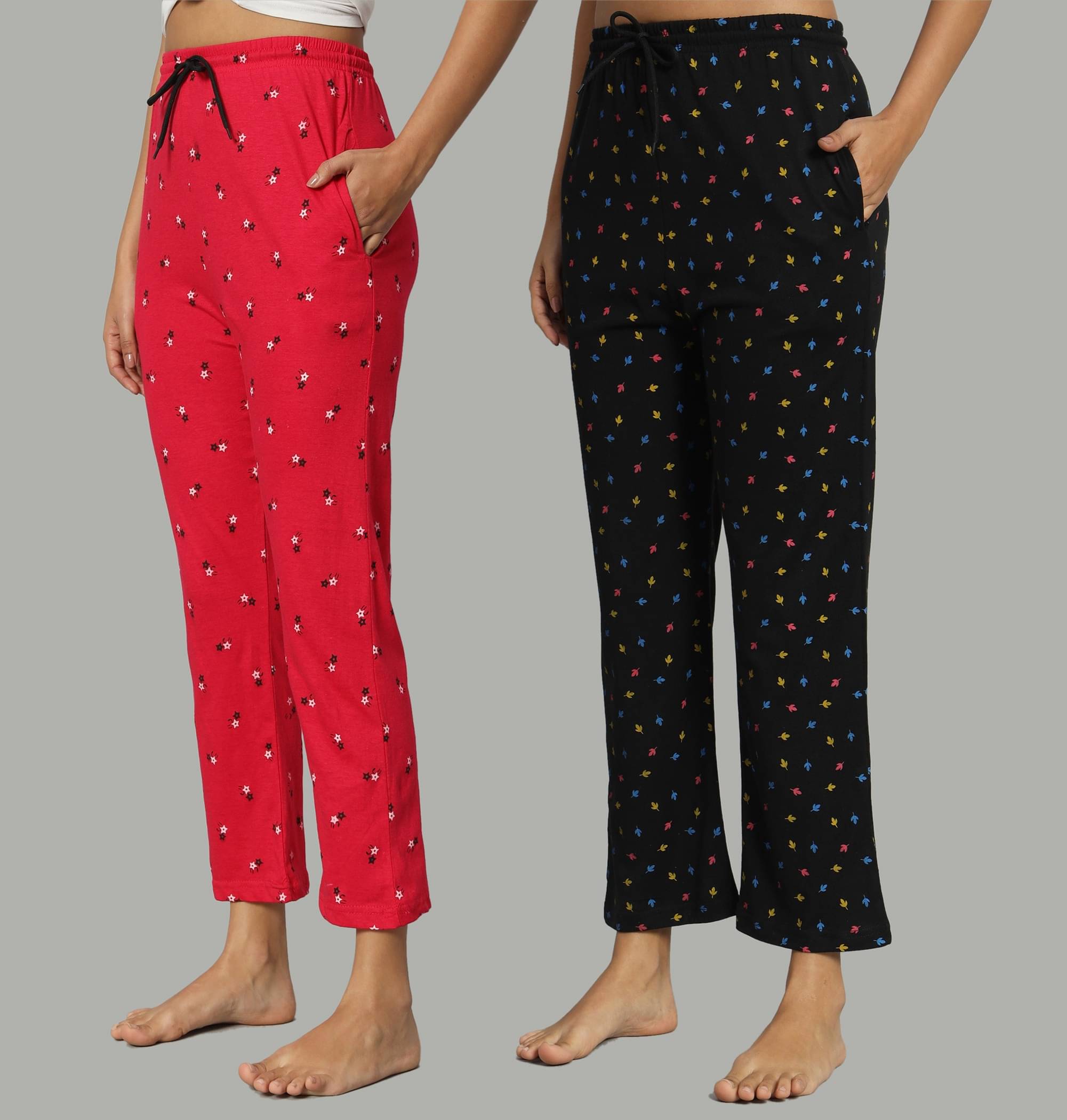     			DUCOHIVE Multicolor Cotton Women's Nightwear Pyjama ( Pack of 2 )