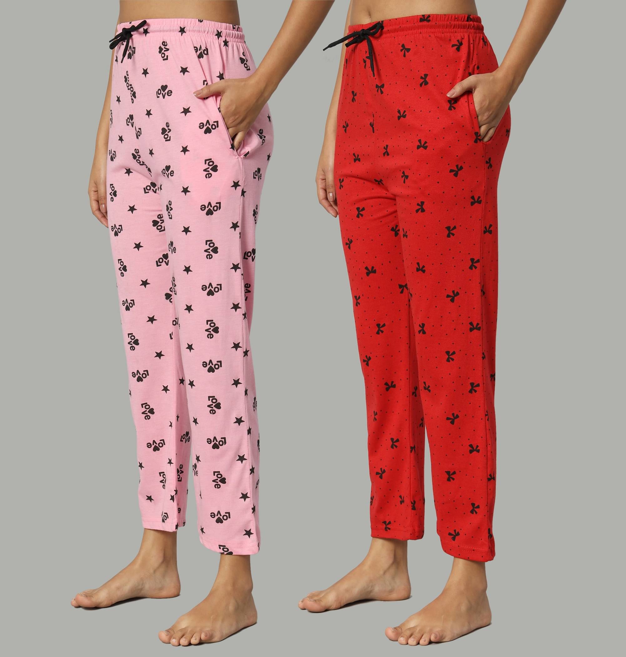     			DUCOHIVE Multicolor Cotton Women's Nightwear Pyjama ( Pack of 2 )