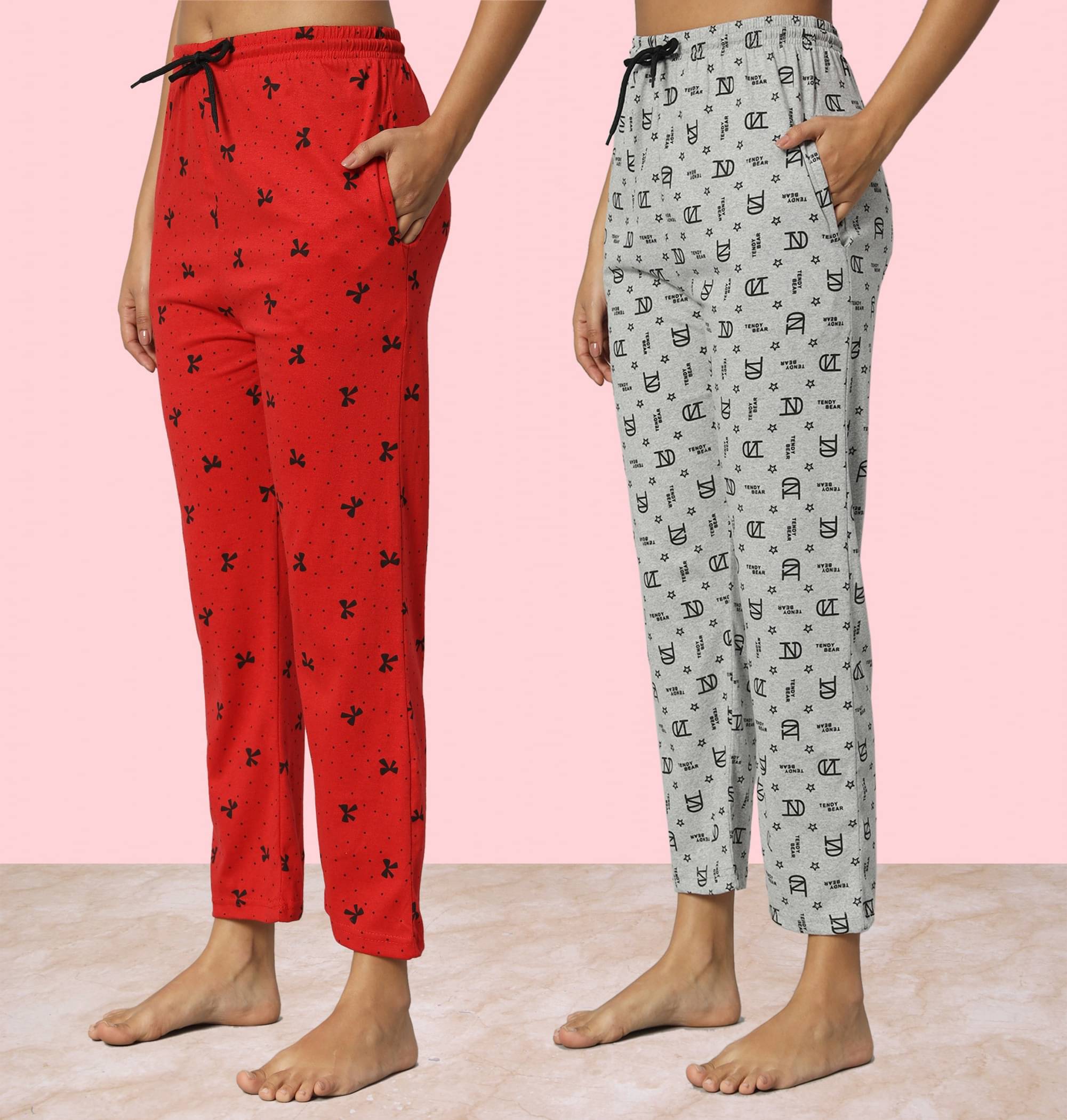     			DUCOHIVE Multicolor Cotton Women's Nightwear Pyjama ( Pack of 2 )