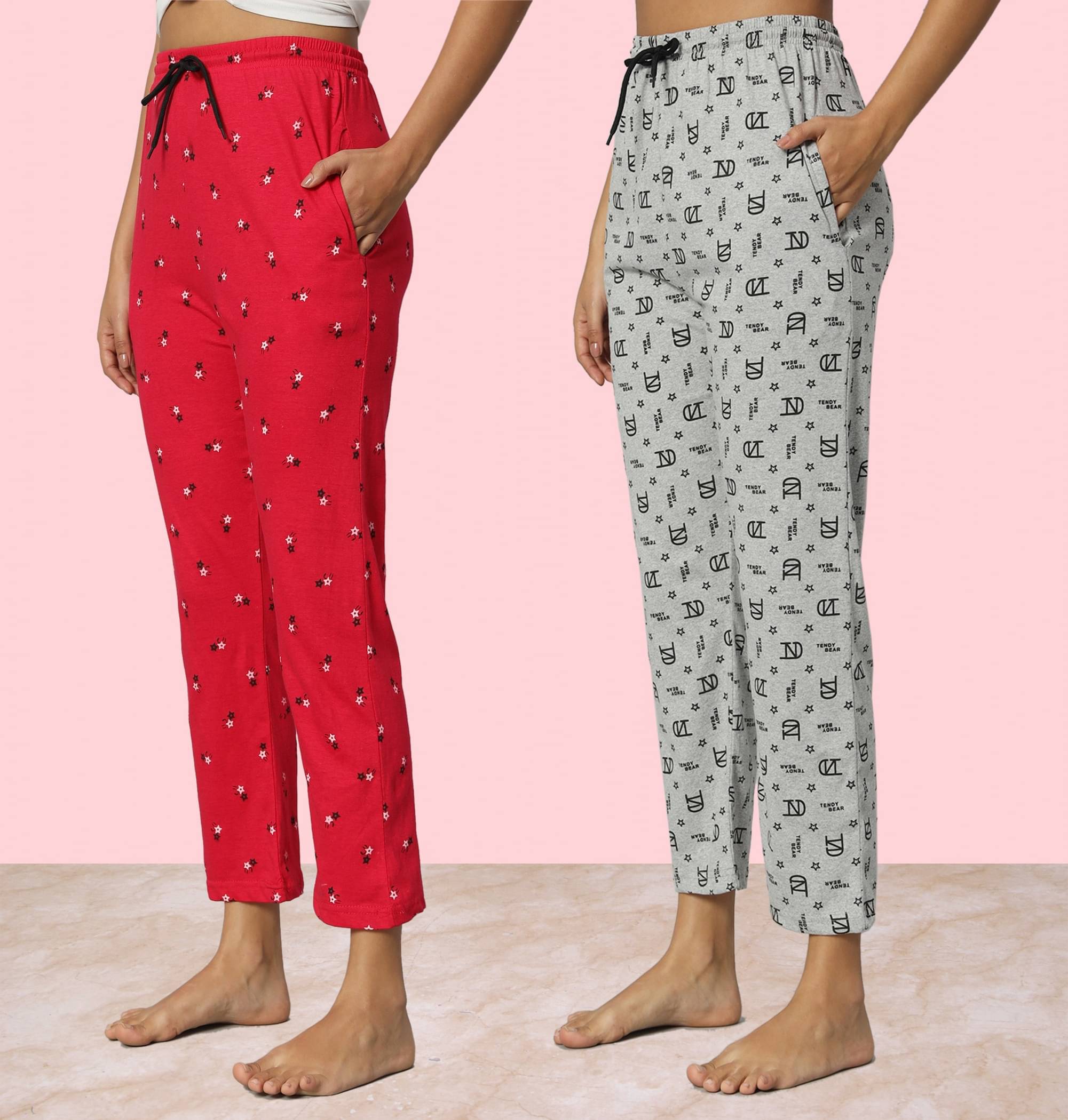     			DUCOHIVE Multicolor Cotton Women's Nightwear Pyjama ( Pack of 2 )