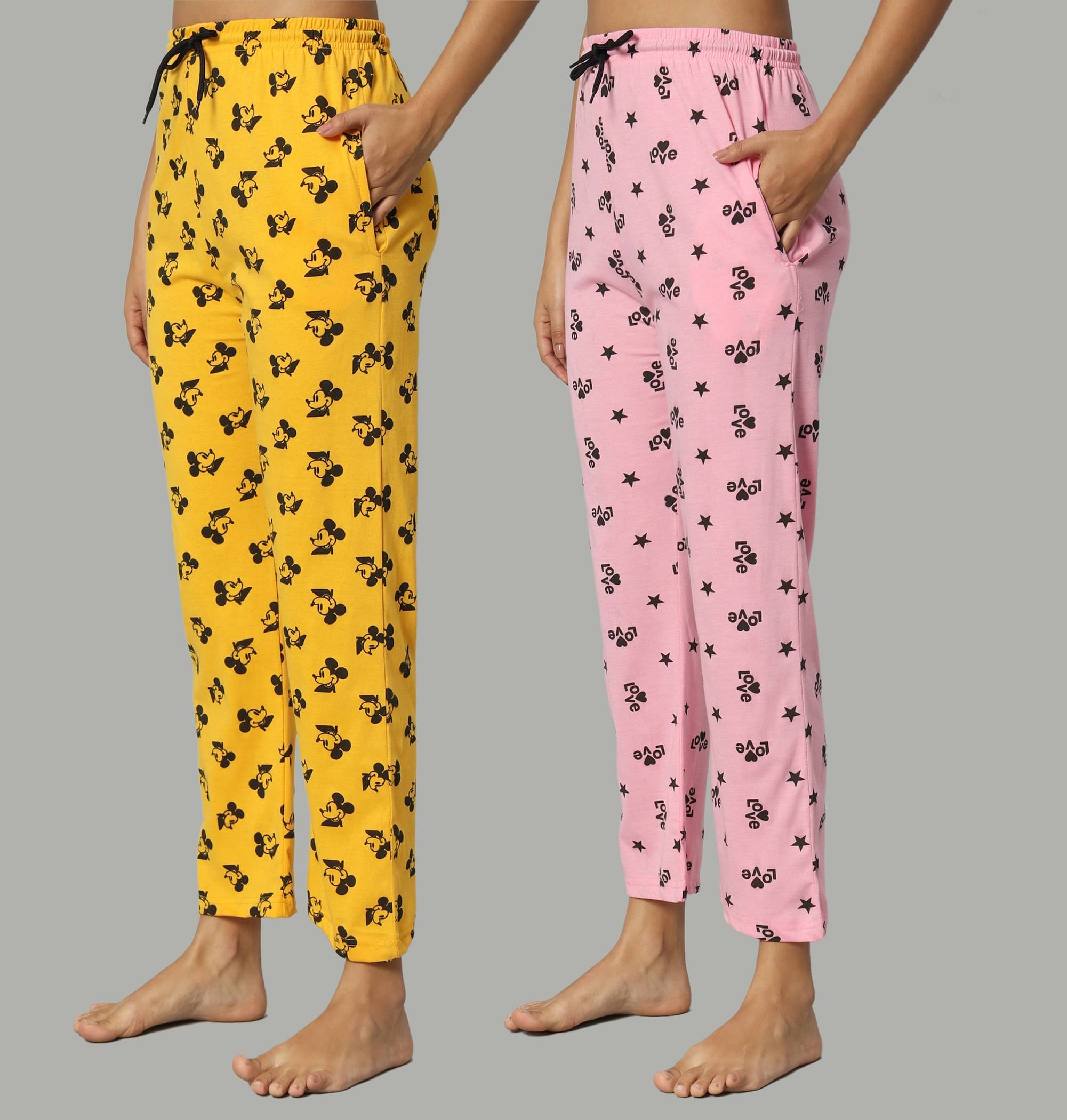     			DUCOHIVE Multicolor Cotton Women's Nightwear Pyjama ( Pack of 2 )