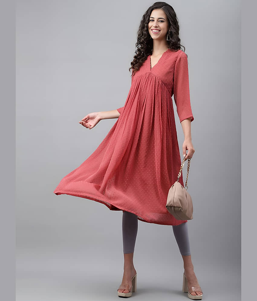AK FASHION MALL Pack of 1 Georgette Self Design A-line Women's Kurti - ( Red ) - Kurtis, Tunics | Buy online on ZillyBuy