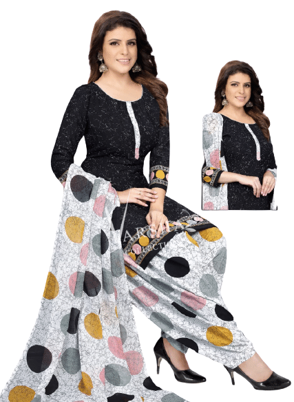     			ANNAPURNA CREATION Unstitched Crepe Printed Dress Material - Black ( Pack of 1 )