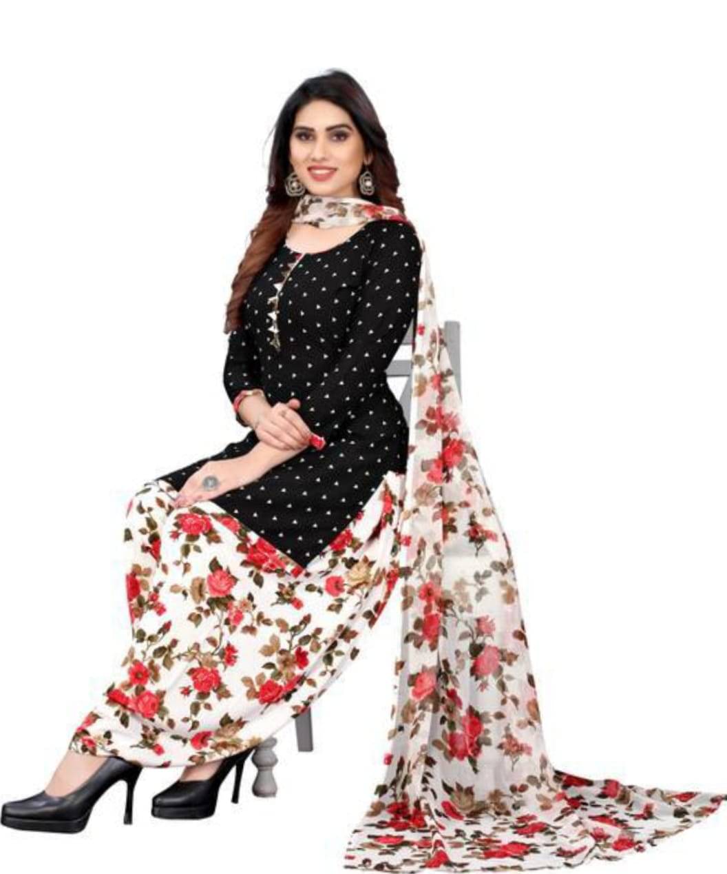 ANNAPURNA CREATION Unstitched Crepe Printed Dress Material - Black ( Pack of 1 ) ANNAPURNA CREATION Unstitched Crepe Printed Dress Material - Black ( Pack of 1 )