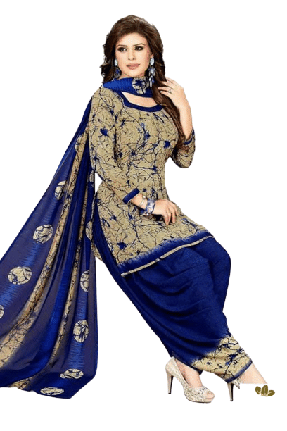 ANNAPURNA CREATION Unstitched Crepe Printed Dress Material - Navy Blue ( Pack of 1 ) ANNAPURNA CREATION Unstitched Crepe Printed Dress Material - Navy Blue ( Pack of 1 )