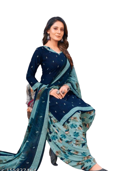 ANNAPURNA CREATION Unstitched Crepe Printed Dress Material - Dark Blue ( Pack of 1 ) ANNAPURNA CREATION Unstitched Crepe Printed Dress Material - Dark Blue ( Pack of 1 )