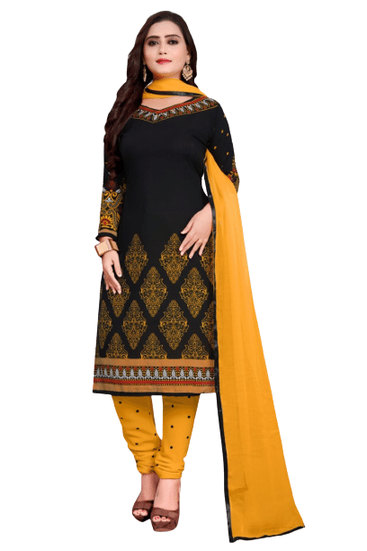    			ANNAPURNA CREATION Unstitched Crepe Printed Dress Material - Black ( Pack of 1 )