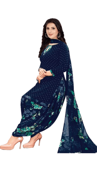     			ANNAPURNA CREATION Unstitched Crepe Printed Dress Material - Navy Blue ( Pack of 1 )
