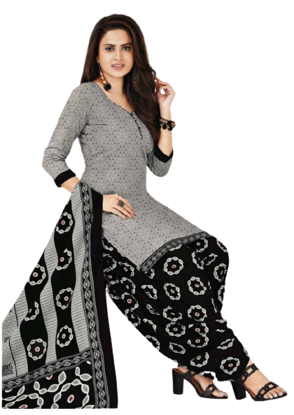     			ANNAPURNA CREATION Unstitched Crepe Printed Dress Material - Grey Melange ( Pack of 1 )