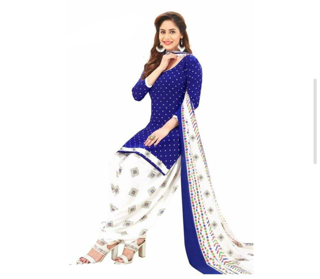 ANNAPURNA CREATION Unstitched Crepe Printed Dress Material - Navy Blue ( Pack of 1 ) ANNAPURNA CREATION Unstitched Crepe Printed Dress Material - Navy Blue ( Pack of 1 )