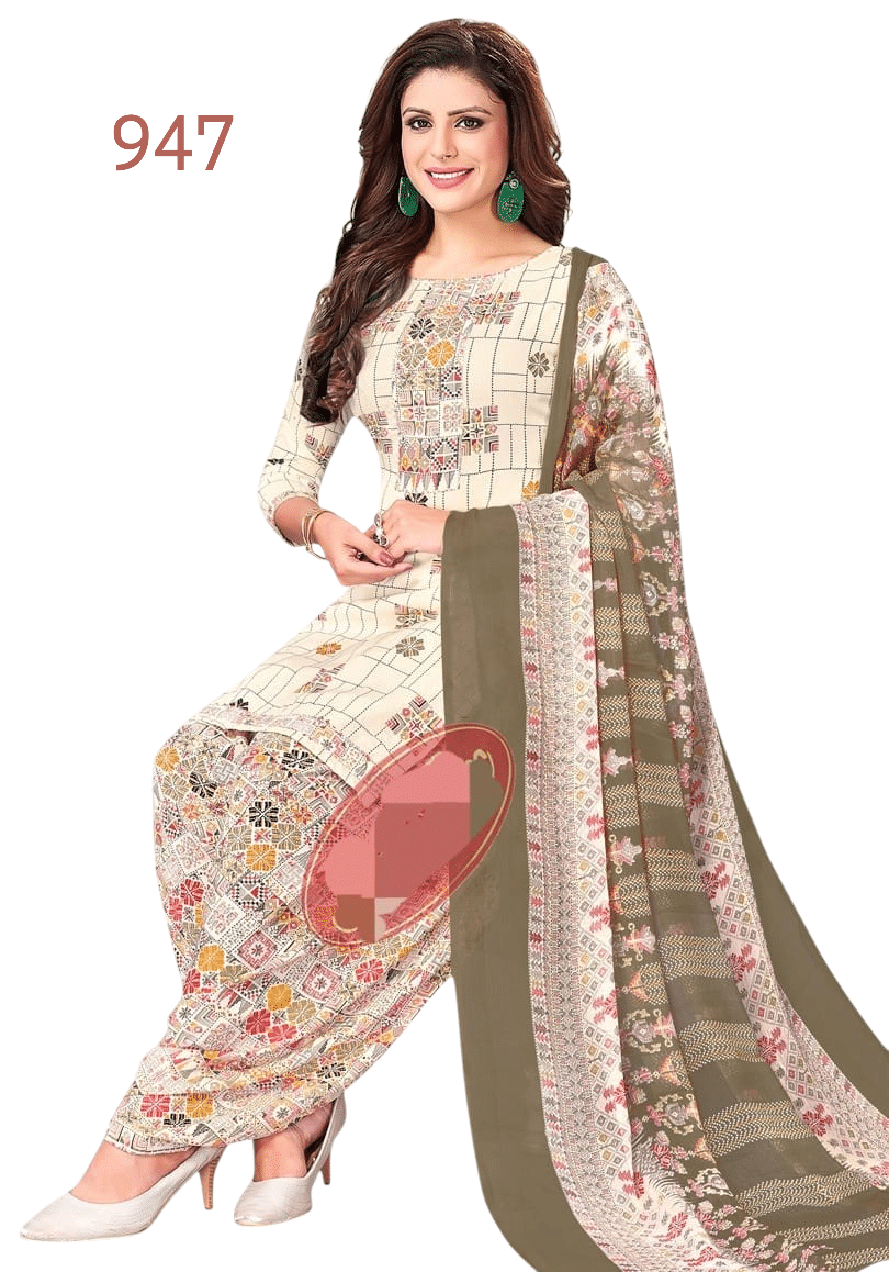     			ANNAPURNA CREATION Unstitched Crepe Printed Dress Material - Cream ( Pack of 1 )