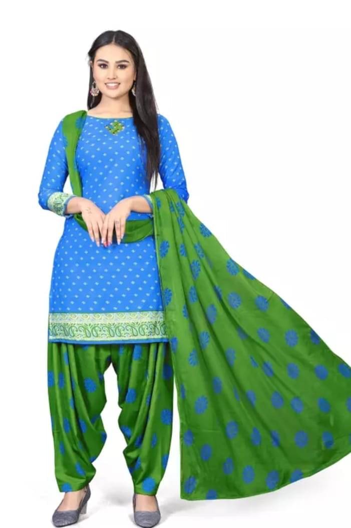ANNAPURNA CREATION Unstitched Crepe Printed Dress Material - Blue ( Pack of 1 ) ANNAPURNA CREATION Unstitched Crepe Printed Dress Material - Blue ( Pack of 1 )