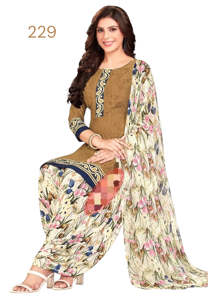     			ANNAPURNA CREATION Unstitched Crepe Printed Dress Material - Olive ( Pack of 1 )