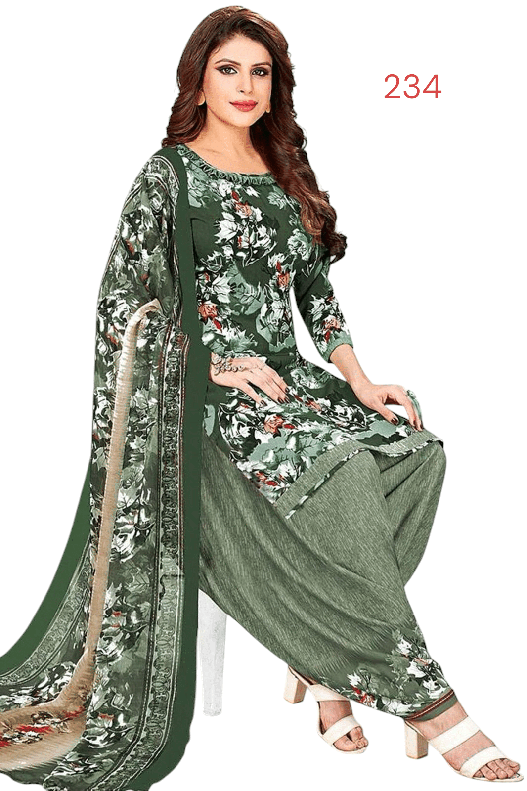     			ANNAPURNA CREATION Unstitched Crepe Printed Dress Material - Green ( Pack of 1 )