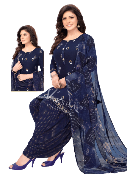 ANNAPURNA CREATION Unstitched Crepe Printed Dress Material - Dark Blue ( Pack of 1 ) ANNAPURNA CREATION Unstitched Crepe Printed Dress Material - Dark Blue ( Pack of 1 )