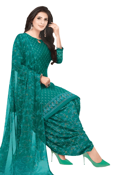     			ANNAPURNA CREATION Unstitched Crepe Printed Dress Material - Green ( Pack of 1 )