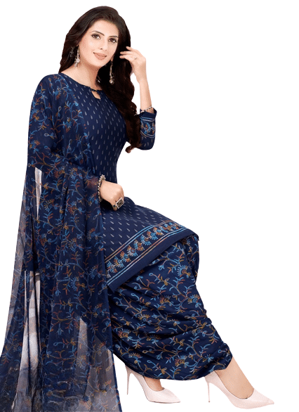 ANNAPURNA CREATION Unstitched Crepe Printed Dress Material - Dark Blue ( Pack of 1 ) ANNAPURNA CREATION Unstitched Crepe Printed Dress Material - Dark Blue ( Pack of 1 )