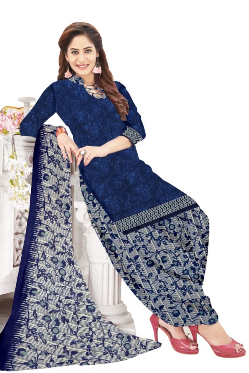 ANNAPURNA CREATION Unstitched Crepe Printed Dress Material - Navy Blue ( Pack of 1 ) ANNAPURNA CREATION Unstitched Crepe Printed Dress Material - Navy Blue ( Pack of 1 )