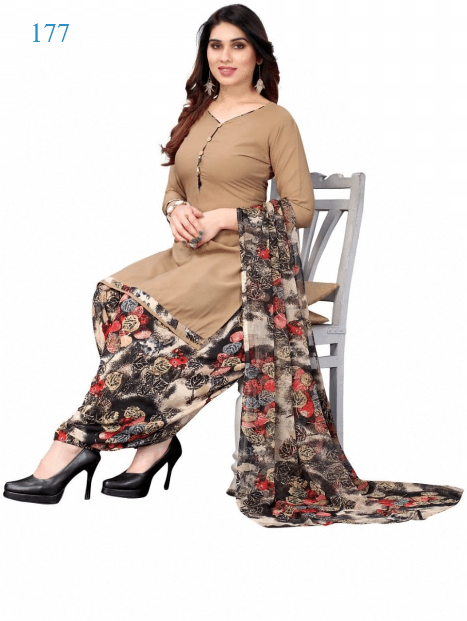     			ANNAPURNA CREATION Unstitched Crepe Self Design Dress Material - Beige ( Pack of 1 )