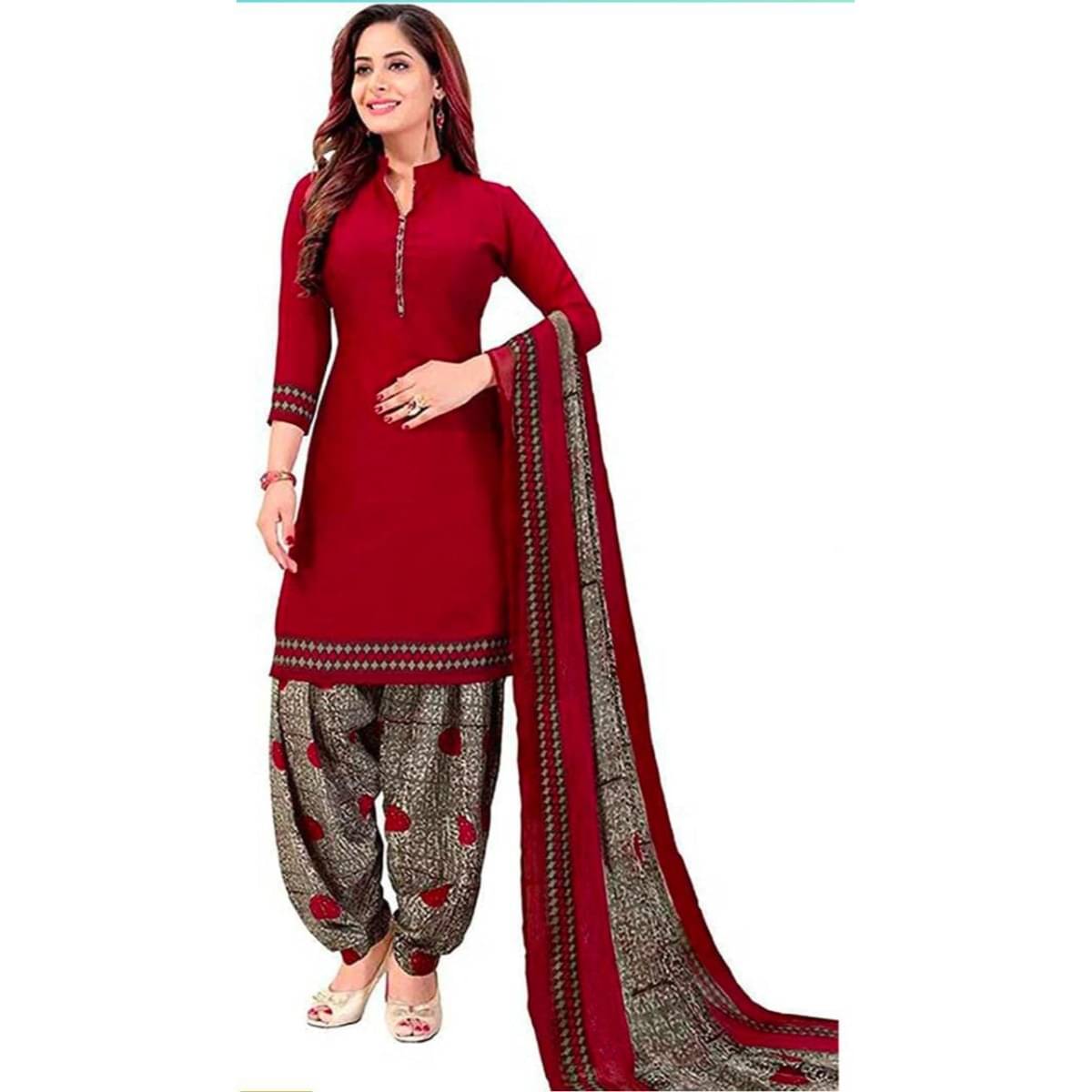     			ANNAPURNA CREATION Unstitched Crepe Solid Dress Material - Red ( Pack of 1 )