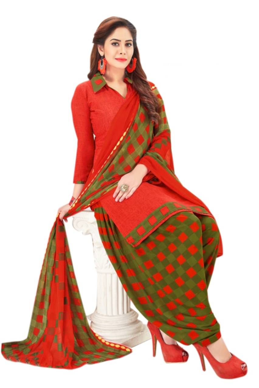     			ANNAPURNA CREATION Unstitched Crepe Solid Dress Material - Red ( Pack of 1 )