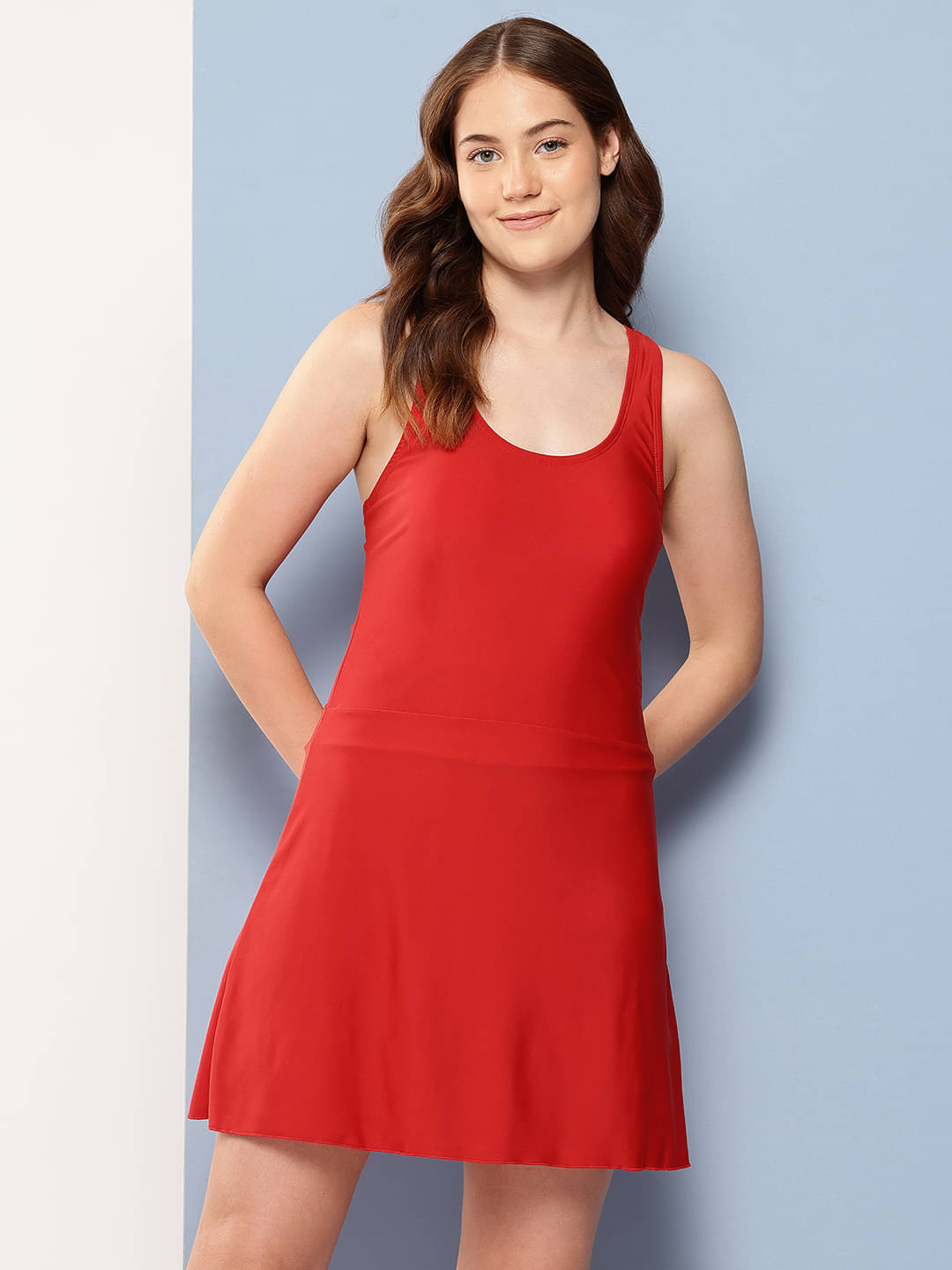     			Aarika Red One Piece Swimming Costume